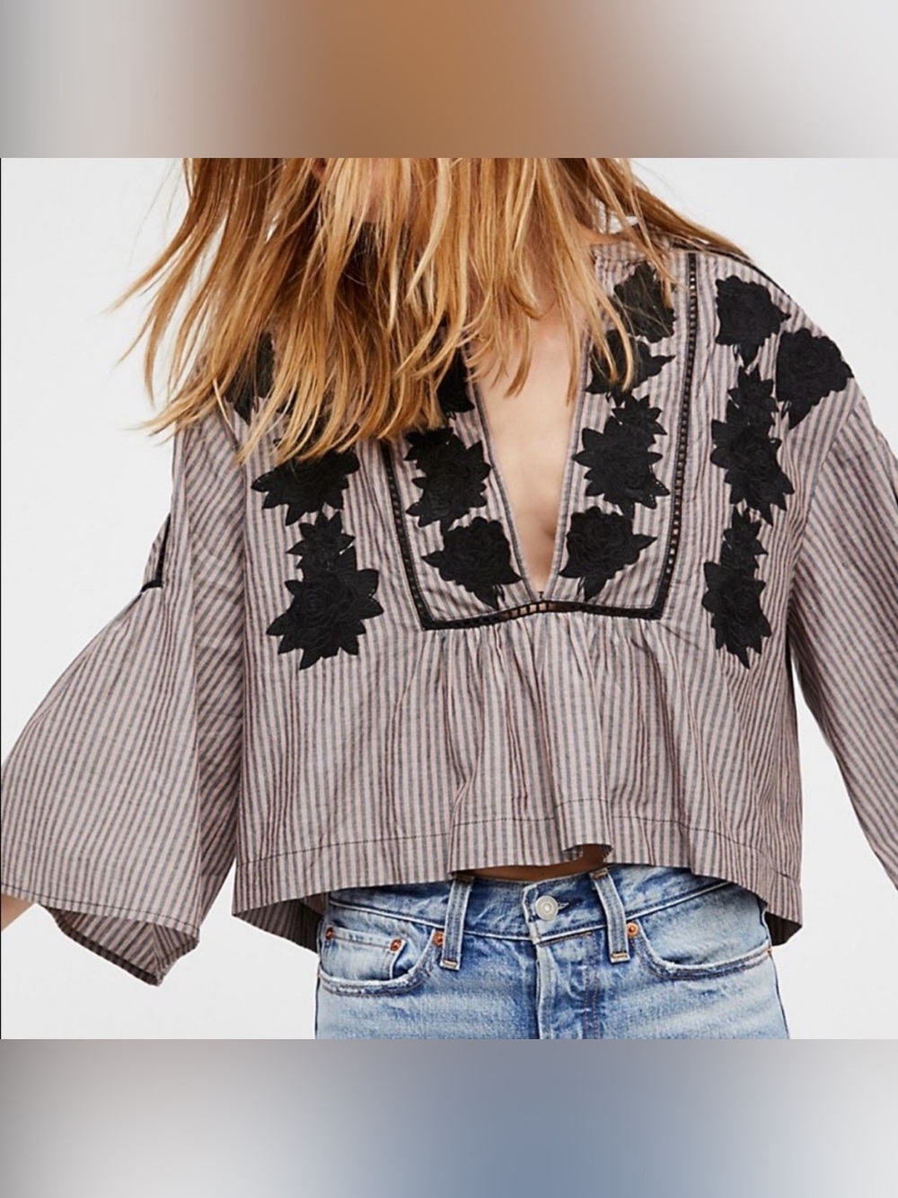Free People Liya Embroidered Top
